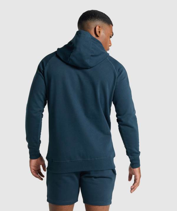Panske Mikiny S Kapucňou Gymshark Crest Námornícka Modrá | KT2958730